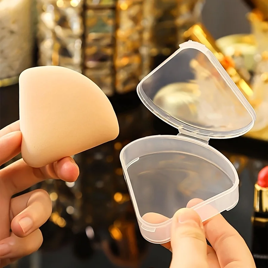 Transparent Circular/Square/Triangle, Empty Storage Box, Portable Makeup Puff Cosmetic Storage Box, Suitable for Travel Storage