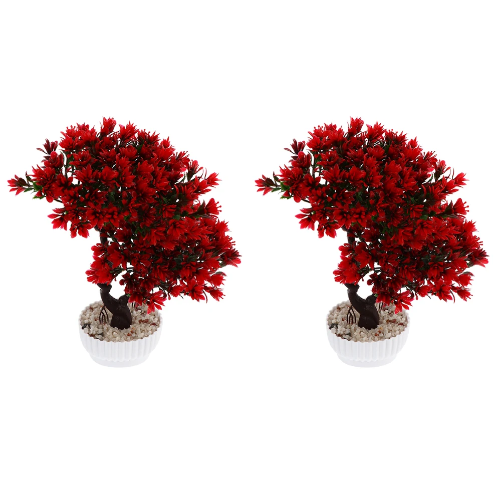 

2Pcs Simulation Flower Potted Safe Gentle Plastic Easy Maintenance Practical Decoration Choice for Multiple Locations