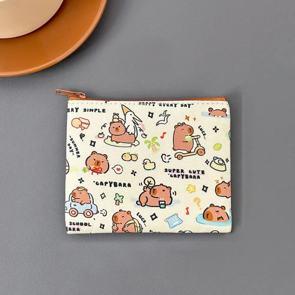 Кошелек с капибарой на молнии, кошелек для монет, холст, сумка с капибарой, защитный чехол, сумка для денег, чехол для наушников Capibara, уличный