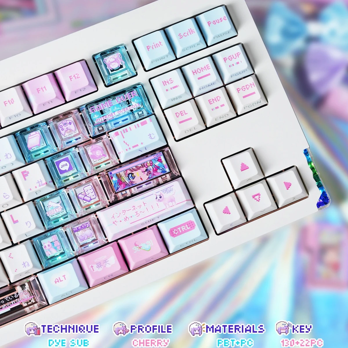 Titan Nation Streamer Overload Anime Keycap Original Factory Height PBT Custom Cute Keycaps Mechanical Keyboard PC Accessories