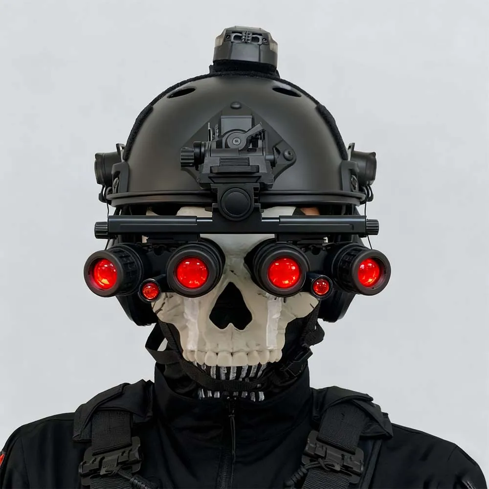 Tactical Airsoft COD Helmet Set Call of Duty 19 Ghost Fast Helmet Equipment with NVG Model Skull Mask Survival Light for Cosplay