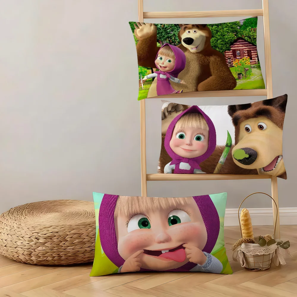 cute baby Cartoon m-M-Mashas and B-Bears cushion cover Rectangle Pillow Cover Home Sofa living Room hogar Coffee Shop Pillowcase