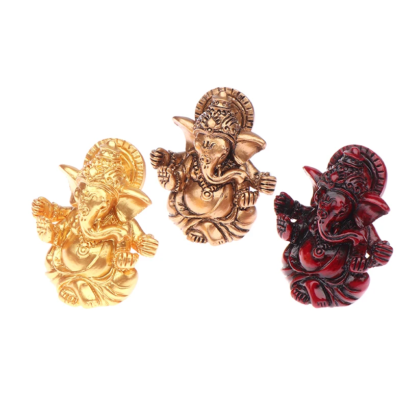 Gold Lord Ganesha Buddha Statue Elephant God Sculptures Ganesh Figurines Man-made Stone Home Garden Buddha Decoration Statues