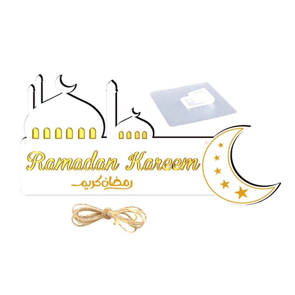 

Wooden Eid Mubarak Hanging Sign Ramadan Decoration Front Door Plaque Party Hanging Ornament Ramadan Mubarak Wooden Decor