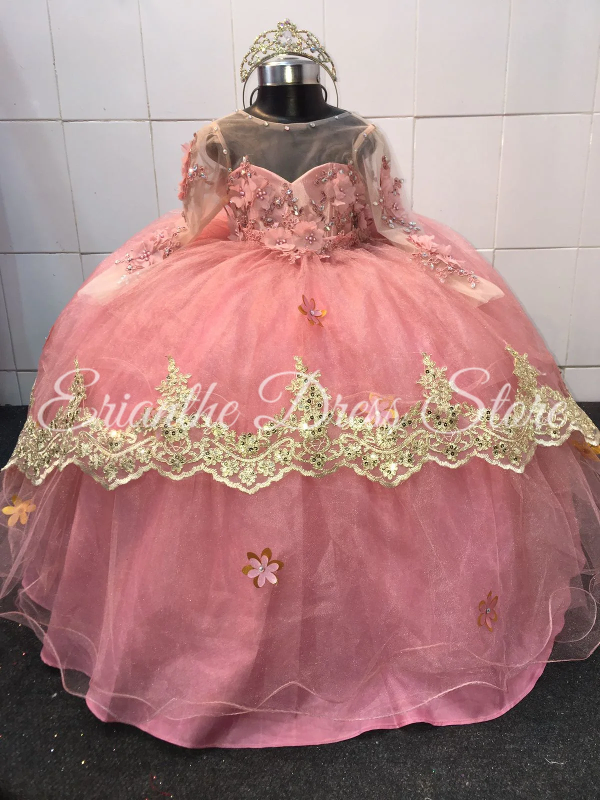 Light Pink Tulle Puffy 3D Applique Lace Flower Girl Dress For Wedding Kids Birthday Party First Communion Ball Gowns Customized