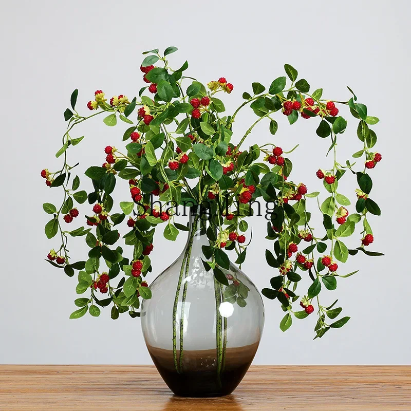 

CLL simulation raspberry wild fruit branches hanging red fruit rattan fruit wedding scene arrangement floral landscaping