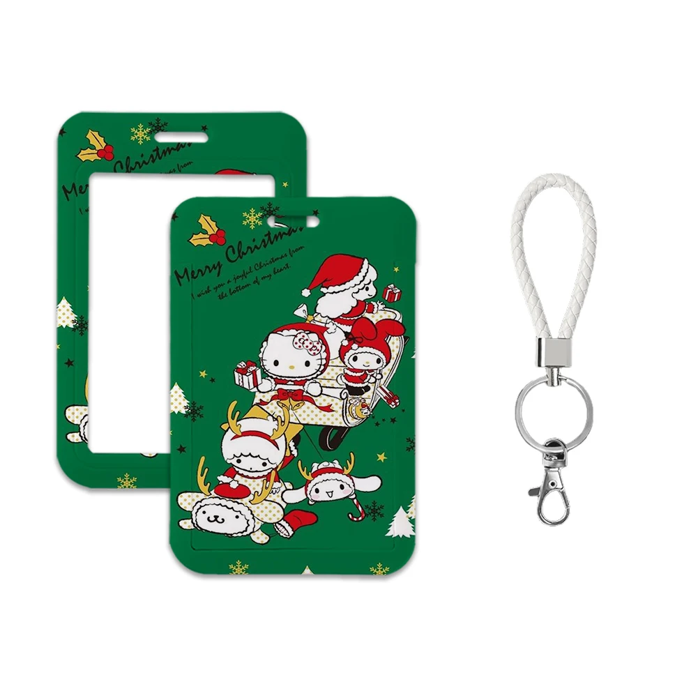 Portatarjetas de melodía de Hello Kitty, llavero de cuerda, funda de tarjeta de identificación escolar, regalo de Navidad para niños