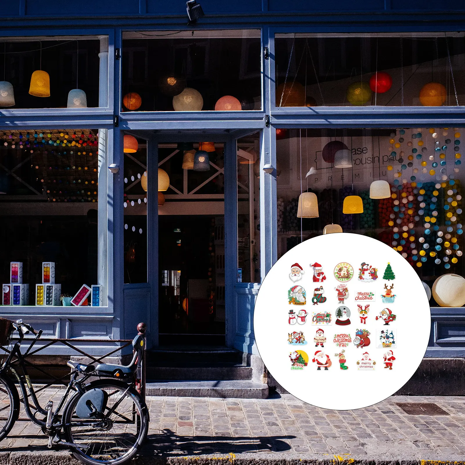 100 Stück bunte Graffiti-Aufkleber, Party-Weihnachtsdekorationen, für den Innenbereich, Weihnachtsfenster, Taschenornamente, DIY-Weihnachtsartikel