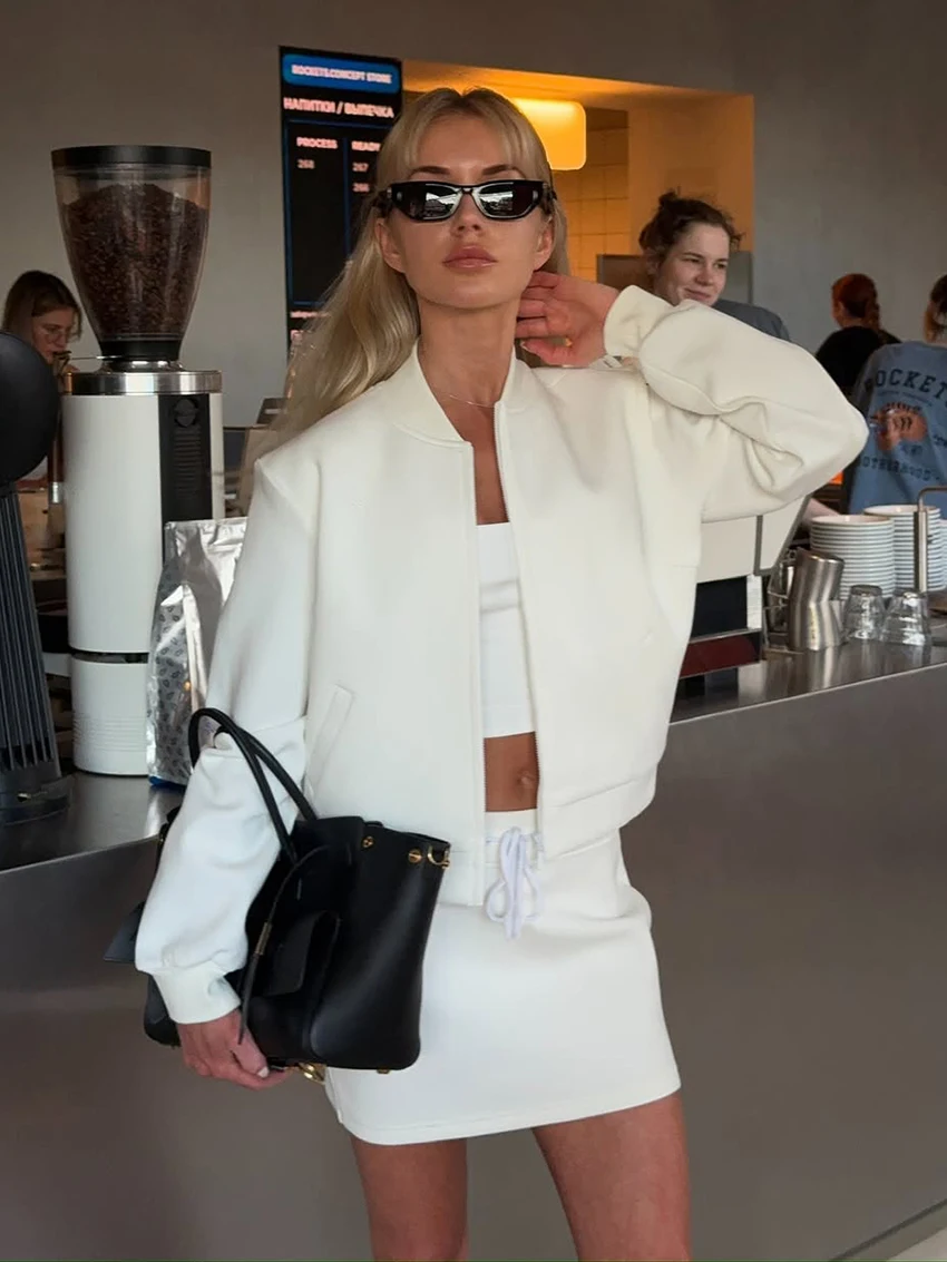 

Marthaqiqi Fashion Female Sleepwear Set Long Sleeve Pajamas O-Neck Nightwear Crop Top Nightie Skirts Winter Women Nightgown Suit