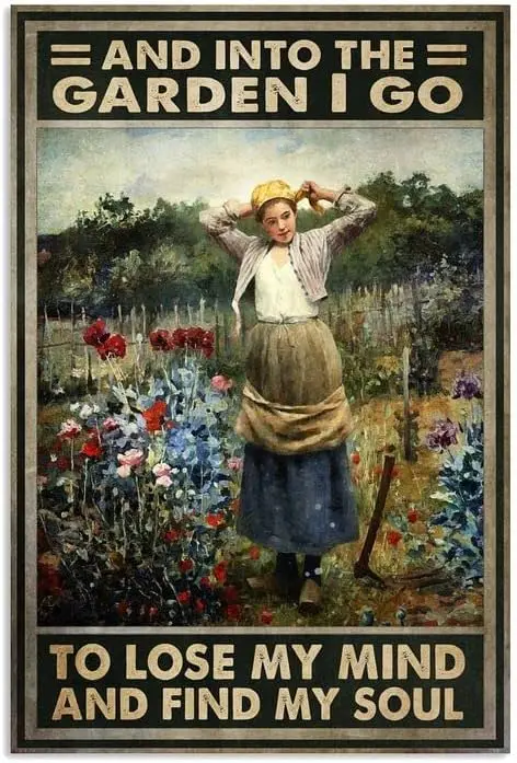 Pancarte en métal fantaisie « Et dans le jardin, je me laisse aller à perdre la tête et retrouver mon âme » – Décoration murale, cadeau d'anniversaire, décoration de jardin