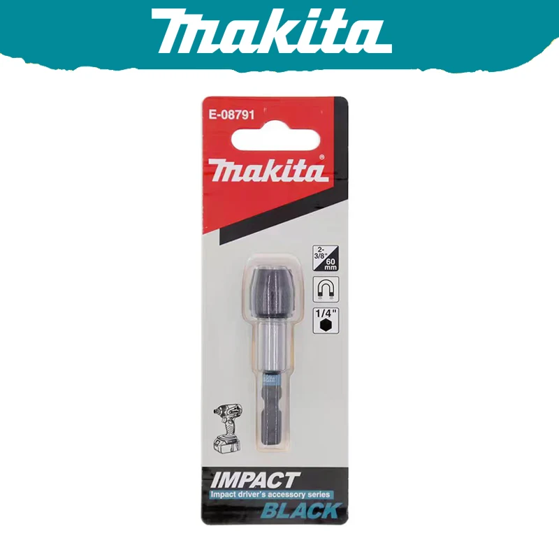 Makita E-08791 Impact Zwarte Magnetische Bithouder 60MM 1/4 "Zeshoekige Handvat Magnetische Mouw Drive Bit Tool Accessoires Adapter