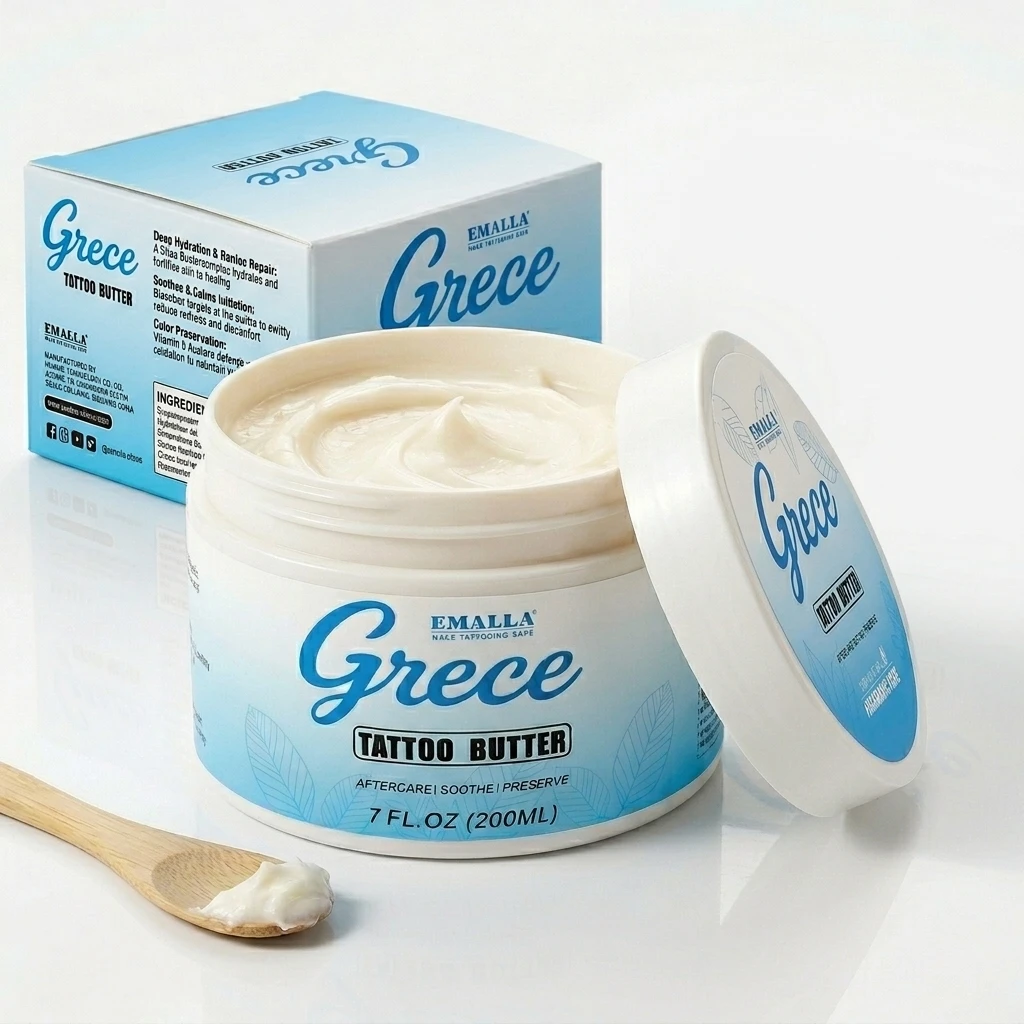  EMALLA Tattoo Butter 30 200ML Plant Based Vegan Formula Deeply Hydrates Tattoo Balm Smooth Glide Body Skin Tattoo Supplies