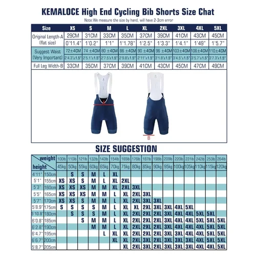 Imagen 2 del producto KEMALOCE, pantalones cortos con pechera para ciclismo para hombre, color azul sólido y negro, almohadilla de Gel 5D, pantalones cortos para bicicleta de montaña, bragas ajustadas transpirables para exteriores de alta gama