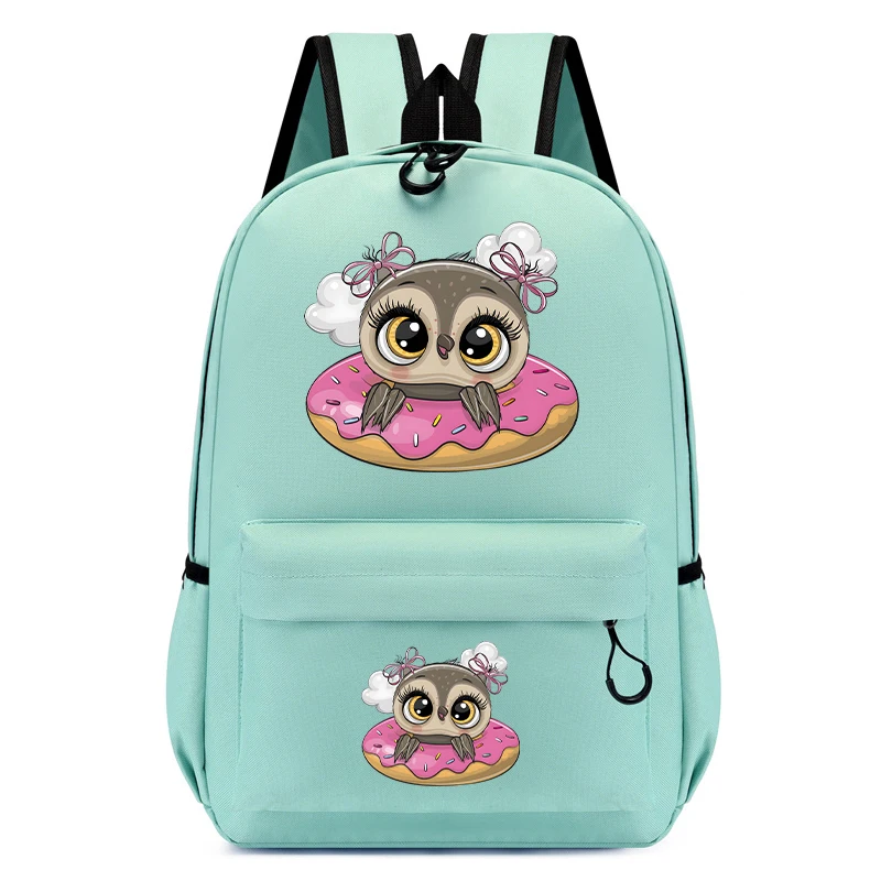 Cartoon Owl Donut Backpack para Baby Boys e Girls, Lovely Schoolbag, Kindergarten Schoolbag, Kawaii Anime, Cute Kids Bagpack para Crianças