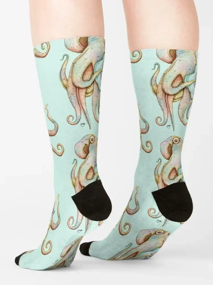 POLAH - the axe wielding Octopus (on Aqua) Socks christmass gift tennis Soccer professional running Socks For Man Women's