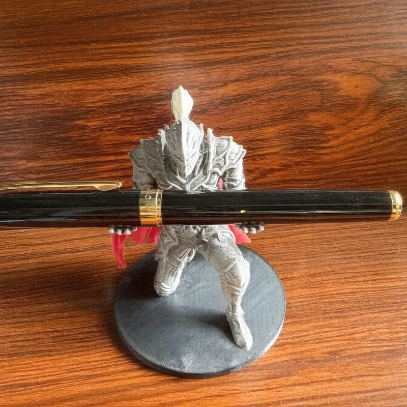 3D Printed Kneeling Knight Pen Holder Dark Fantasy Warrior Statue Desk Organizer Home Office Decor Gift
