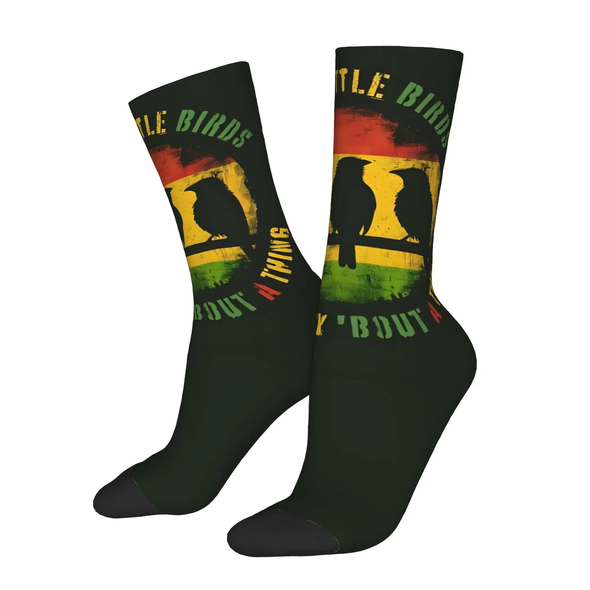 1pc Three Little Birds Reggae Printed Men's Socks  Novelty Hip Hop Harajuku Pattern Crew Sock Casual Gift