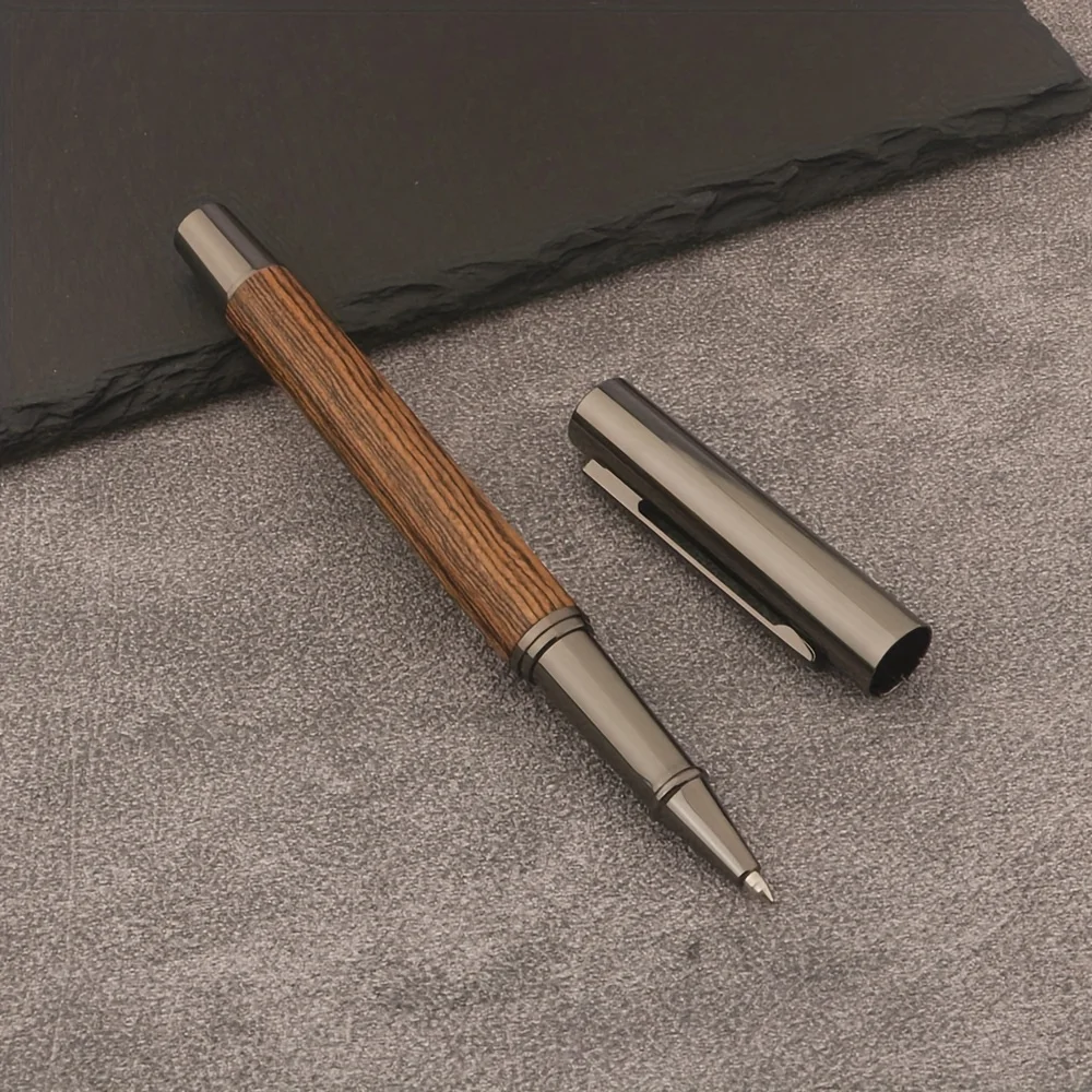 1 Stück Holz-Tintenroller Rosenholz-Signaturstift Rosenholz Schwarznuss Metallzubehör Geschäftsbüro Schreibzubehör – Detail 6