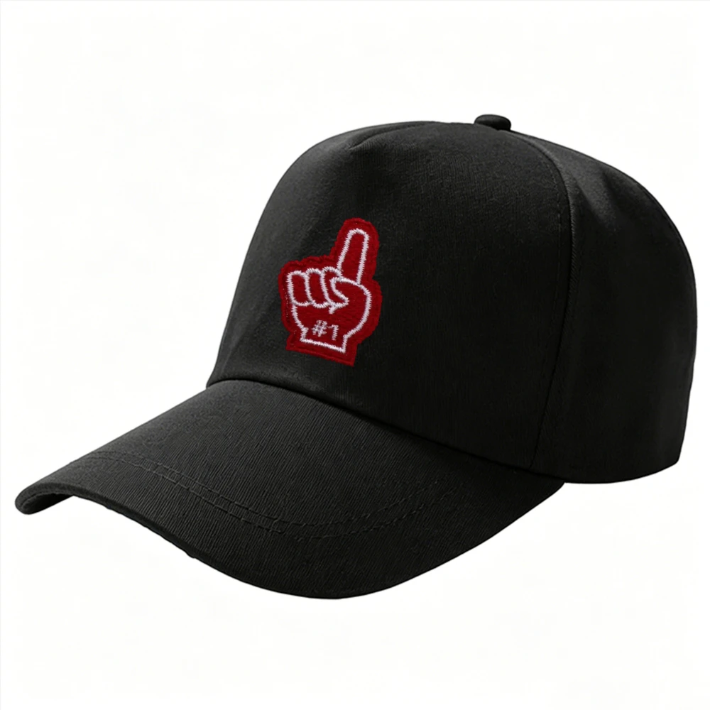 Red Number One Finger Hand Baseball Cap Adjustable Dad Hat Unisex Outdoor Sports Sun Hat Winner Champion Graphic Trucker Hat