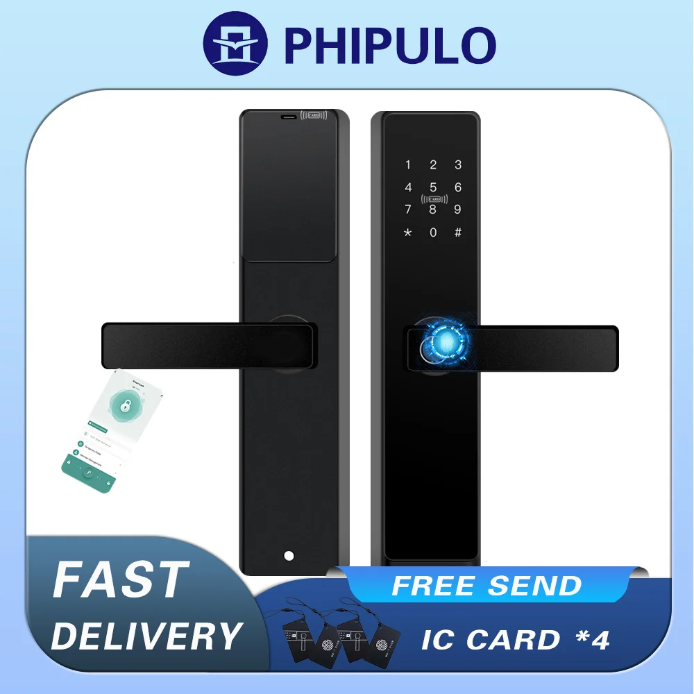 PHIPULO New TTLock APP Biometric Smart Lock Remote Unlocking Keyless Lock Electronic Smart Door Lock