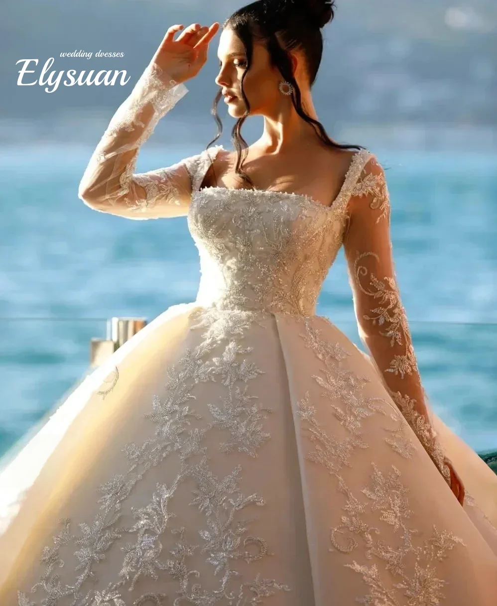 Vestido De baile De lujo personalizado, Vestidos De novia con cuello, cuentas De cristal, mangas largas, Vestidos formales De novia africana, Vestidos De novia