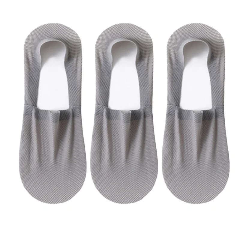 3Pairs Mannen Bootsokken Dunne Ademende Zachte Casual Zomer Onzichtbare Sok Hoge Kwaliteit Effen Kleur Siliconen Antislip Low cut Sox - afbeelding 1