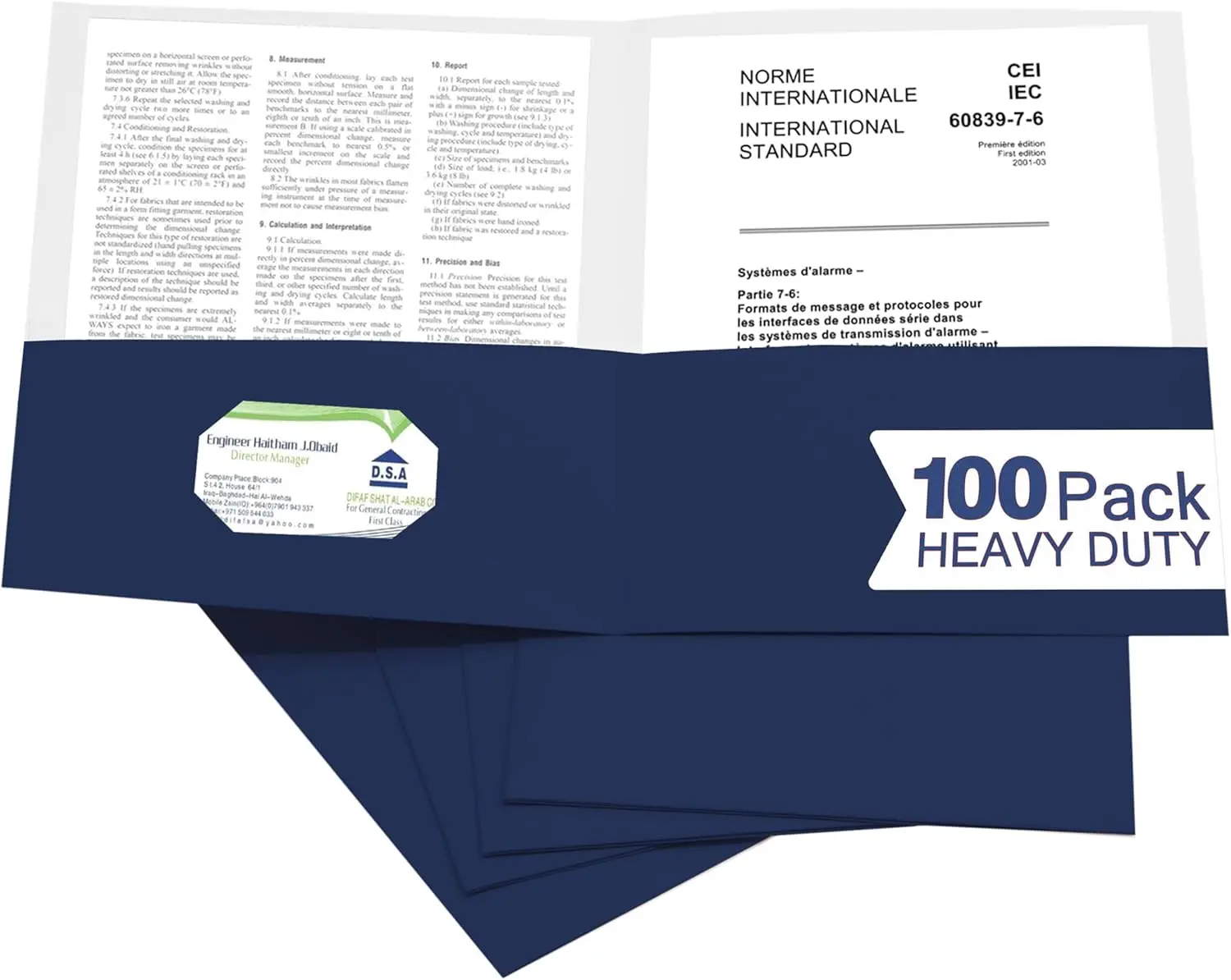 

100 Packs Royal Blue Two-Pocket Folders with Card Slot, Letter Size for School and Office Supplies