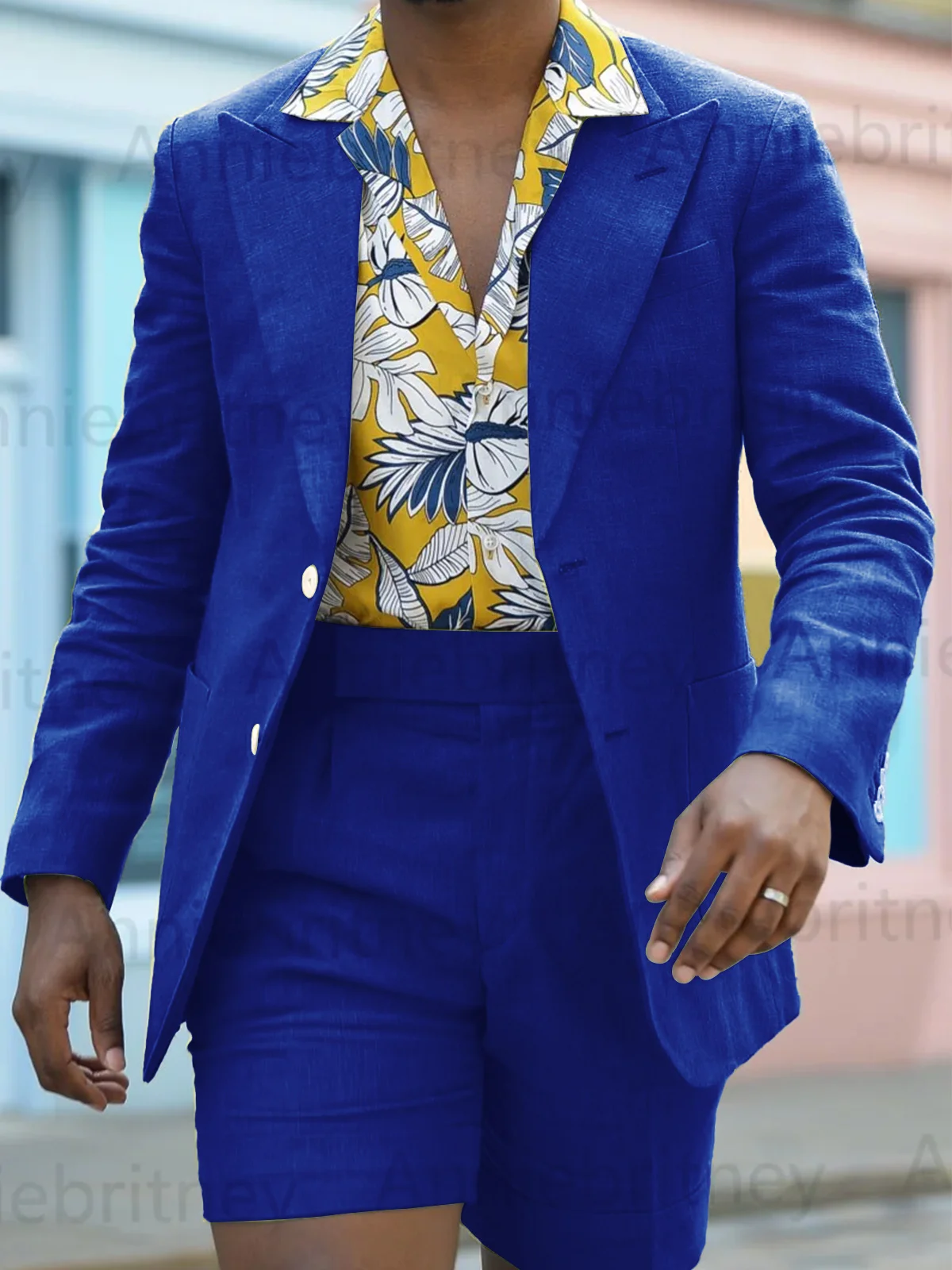 Beach Summer Linen Suit for Men Peaked Lapel Slim Fit Blazers with Shorts Breathable Casual  Costume Homme Traje De Hombre