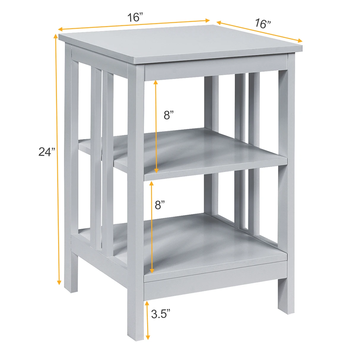 3-tier Side Table Nightstand Sofa End Table Storage Display Shelf Grey