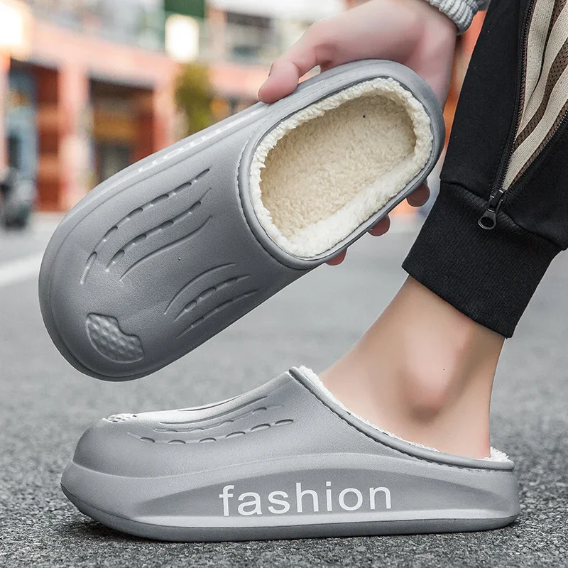 Fluffy Home cotton shoes Soft Lightweight Anti Slip Comfortable Indoor Shoes Couples Autumn Winter Warm Toes Men's Slides