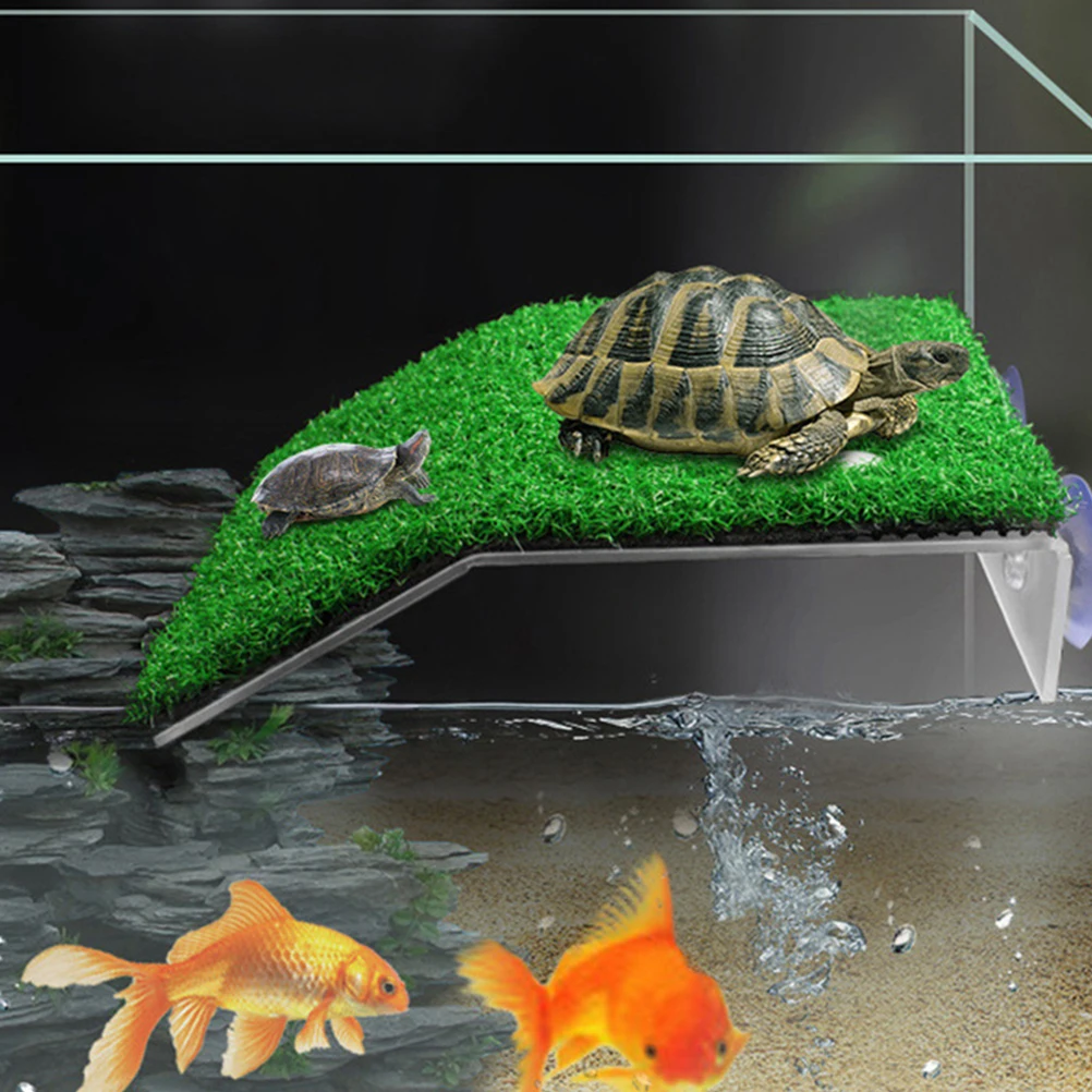 

2pcs Turtle Basking Reptile Climbing Aquarium Simulation Tortoise Resting Plastic Artificial Lawn Fish Tank Turtle Lawn Pet