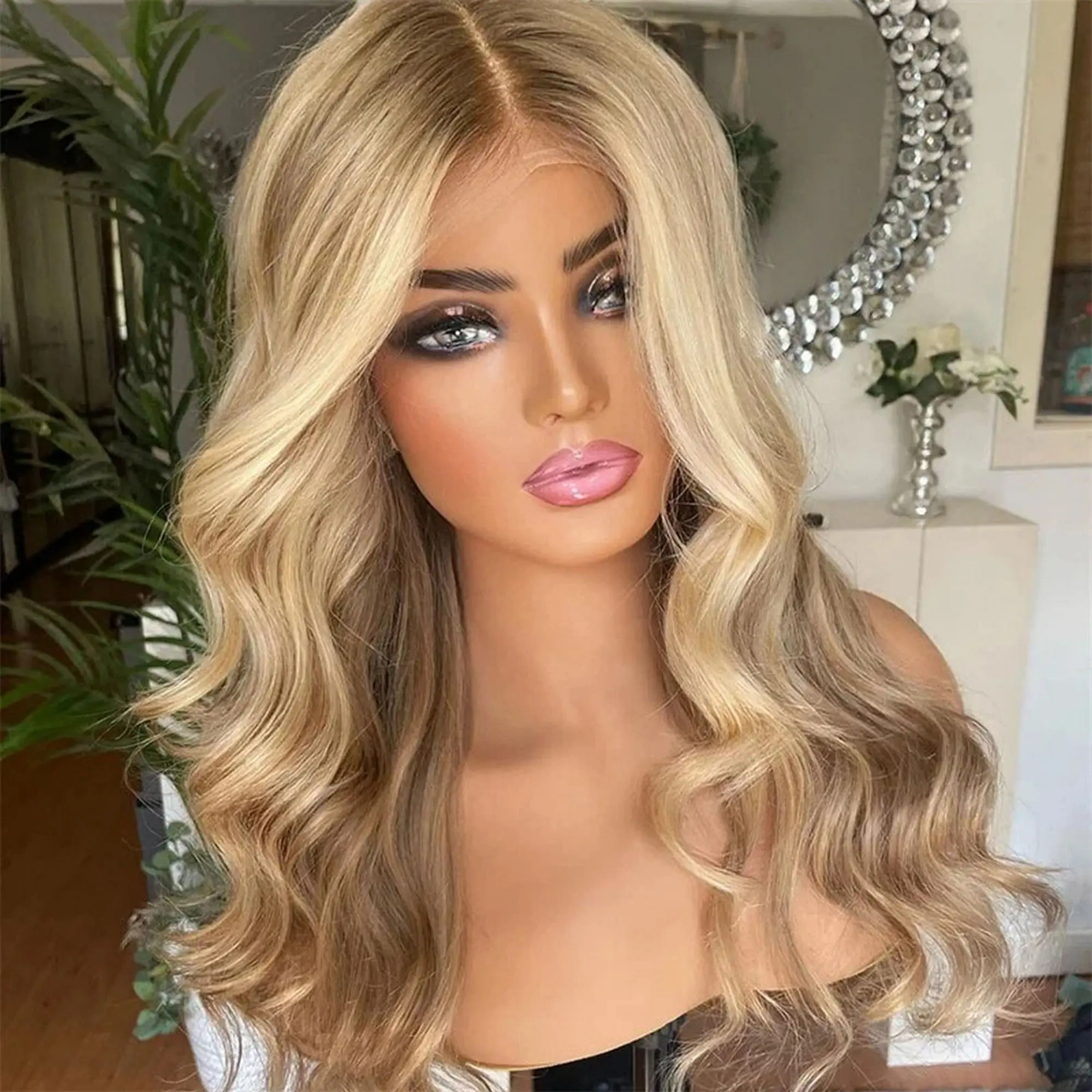 18-inches-ombre-light-blonde-highlights-synthetic-lace-top-wigs-body-wave-middle-parting-easy-to-wear-glueless-wigs-daily-used