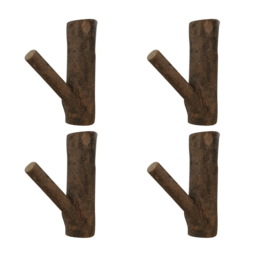 

4 Pcs Manual Coat Hooks Vintage Decor Hangers to Decorate Log Rustic Creative Wall Decorative