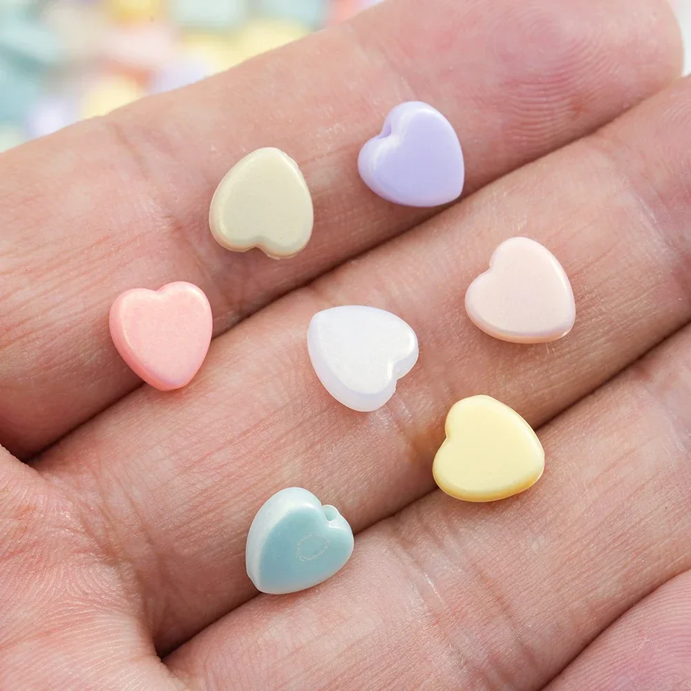 30pcs Mixed Acrylic Charms Love Heart Beads Loose Spacer Beads For Jewelry Making Handmade Needlework Diy Accessories