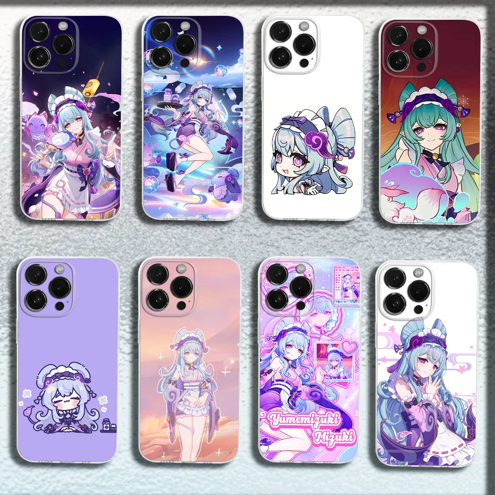 

G-Genshin Imapct Yumemizuki Mizuki Phone Case For iPhone 16,15,14,13,12,Plus,Pro,Max,XR,XS,Plus,SE,Mini Transparent Soft Cover