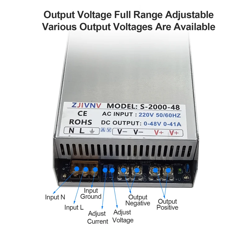 New 2000W Switching power supply Output Voltage 24V 36V 48V 60V 70V 80V 90V 110V 220V 300V Voltage and current both adjustable.