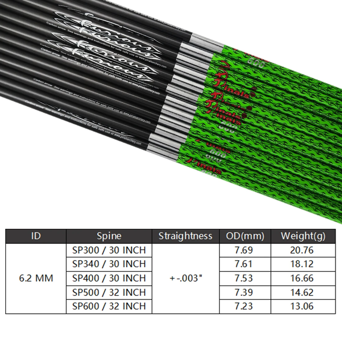 12pcs Pinals Archery Carbon Arrow Shafts Spine300-600 ID6.2mm for DIY Arrows Compound Recurve Bow Hunting Shooting Accessorie