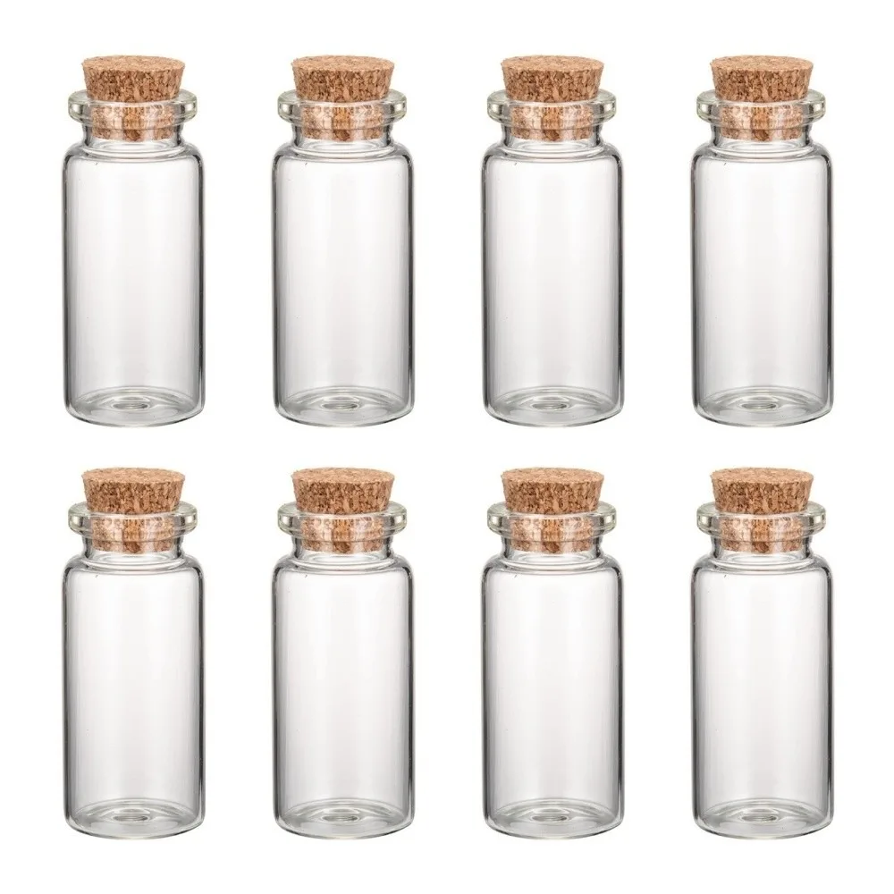 10 pcs 60ml Glass Test Tube with Cork Stopper Clear Flat Mini Glass Bottles Jars for Wedding Party Favors Spices Beads