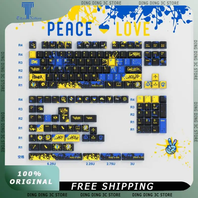 

Titan Nation PEACE&LOVE Theme Keycaps 151 Key PBT Original Factory High Customized Street Graffiti Style Gaming Keyboard Keycaps