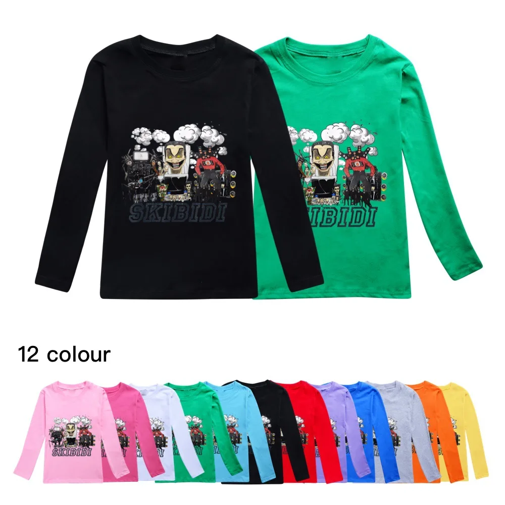 Horror Game Skibidi Toilet T Shirt Kids O-Neck Sweatshirt Teen Boys Fashion Streetwear Toddler Girls Long Sleeve Cotton T-shirts