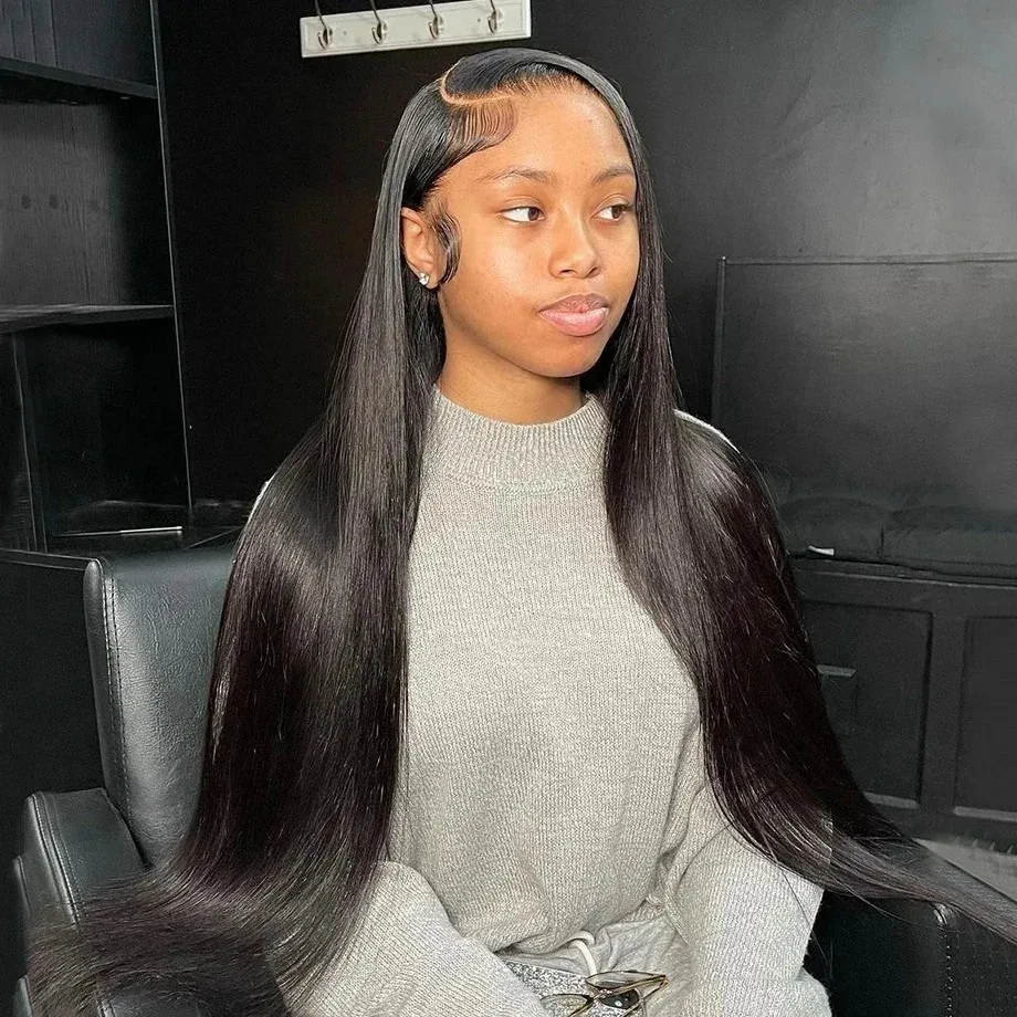 

30 40 дюймов Bone Straight 13x6 13x7 Прозрачный парик фронтальной части шнурка 250 Плотность 13x4 HD Парики фронтальной части шнурка Человеческие волосы 6x6 CLosure Wig