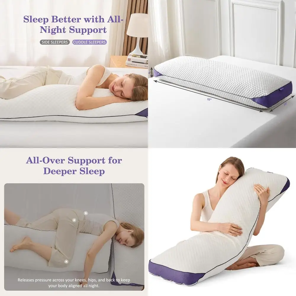 

Боковая подушка из пены с эффектом памяти с охлаждением, регулируемой опорой и моющимся чехлом, 20x52