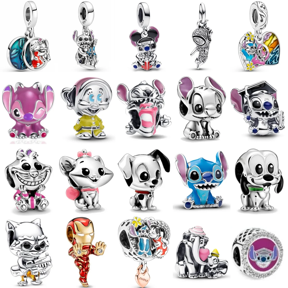 

Новый MINISO Disney с большими ушами собаками, слоном и эльфом, кулон S925, браслет из чистого серебра с бусинами, сделай сам, изысканные аксессуары для мальчиков и девочек