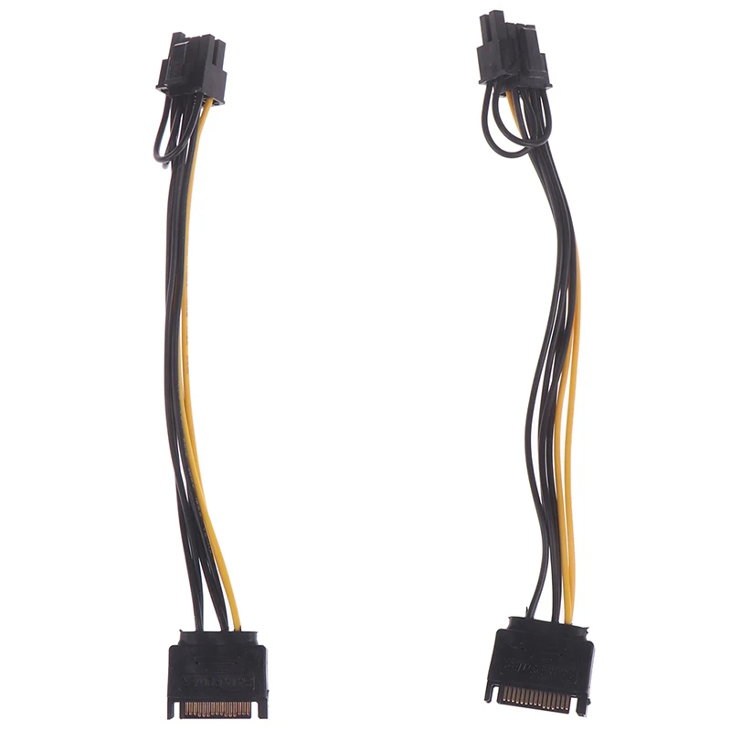 1pc 15pin SATA Cable Male to 8pin(6+2) PCI-E Power Cable 20cm for Graphic Card