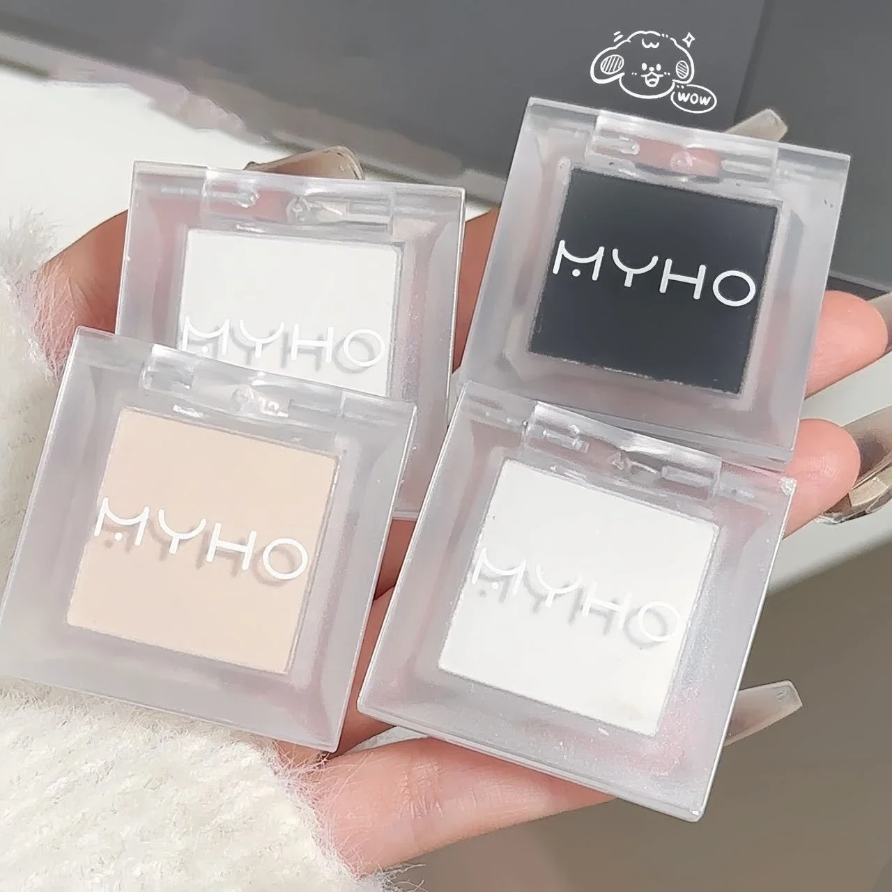 マットスモーキーブラックホワイトアイシャドウパレットグリッター嘘カイコハイライター明るくモノクロシマーアイシャドウアイメイク