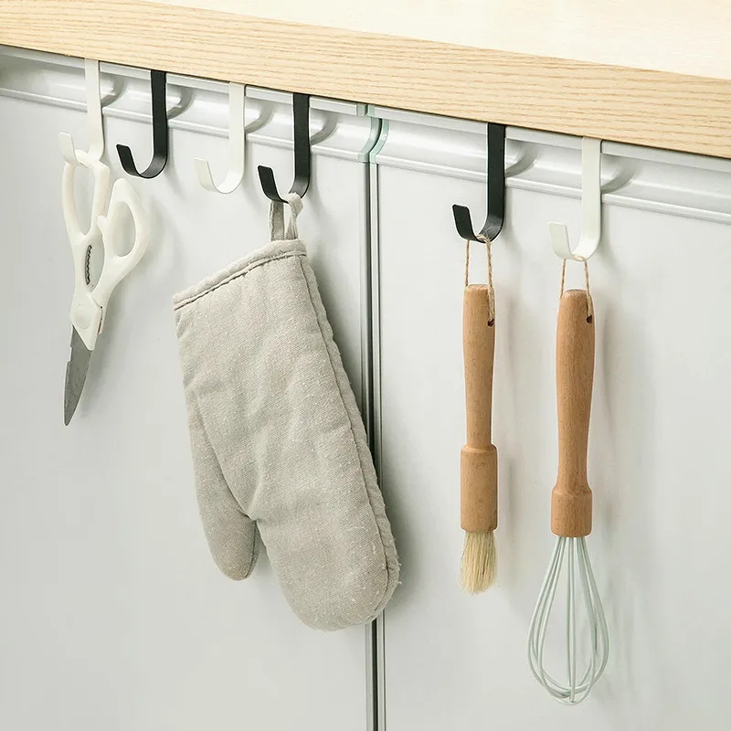 Metal Hooks Kitchen Cabinet Door Back Hook Bathroom Hanging Rack Clothes Coat Hat Towel Hanger Storage Hook Office Accessories