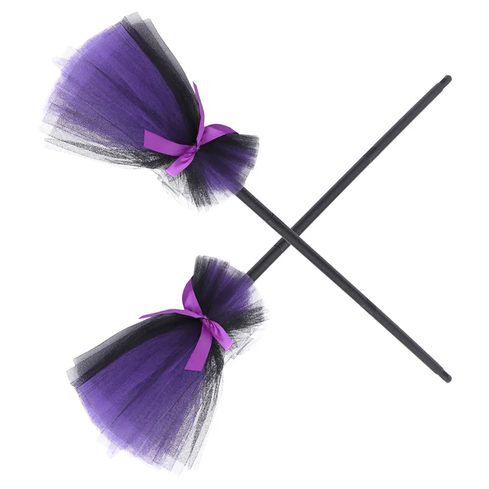 

2 Pcs Broom Props Makeup Costume Broomstick Halloween Besom for Cloth Decor