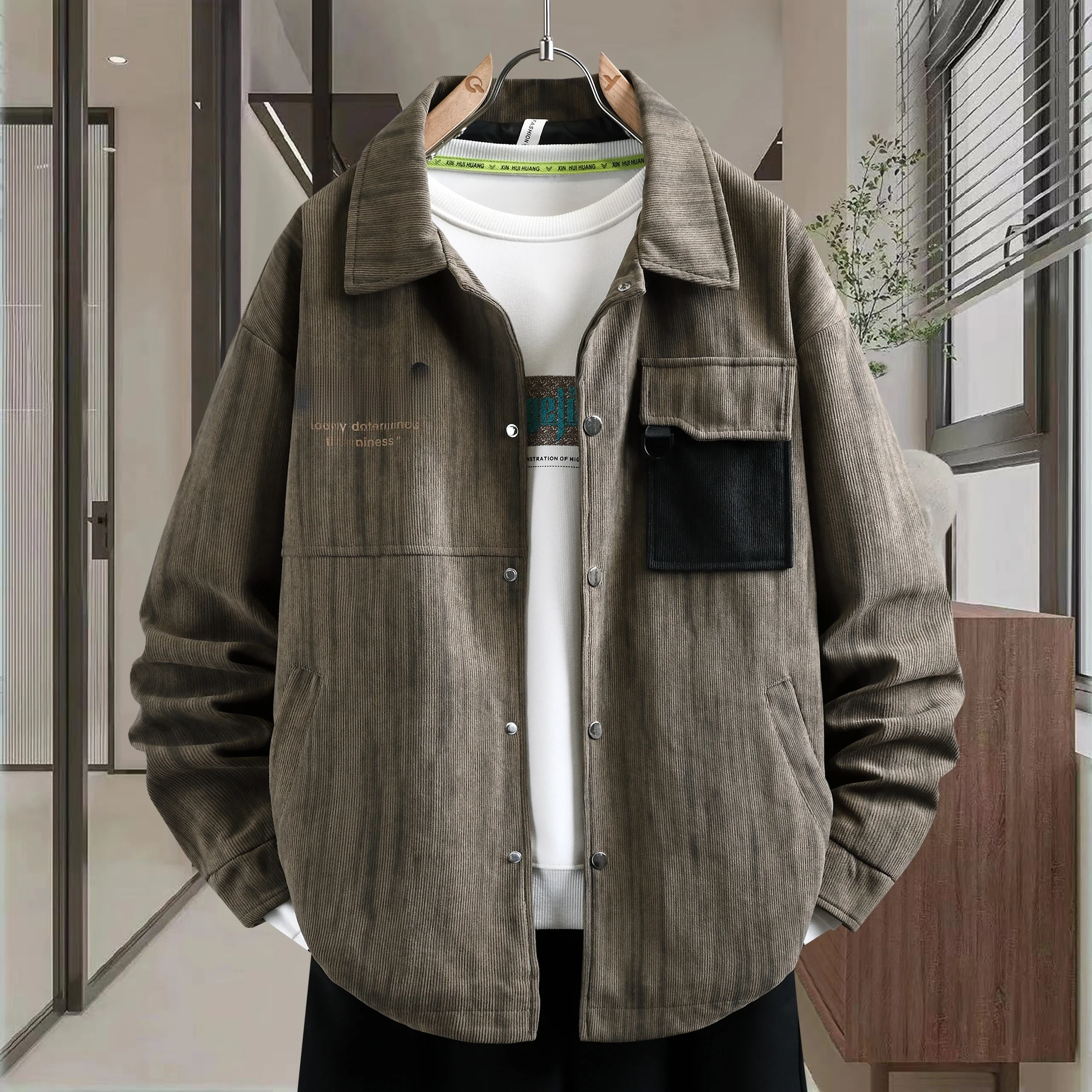 

Men's Casual Sle Thin Jaet Spring Autumn New Faion Polyester Fiber ket Design Stand Fit Youth Outerwear Coat
