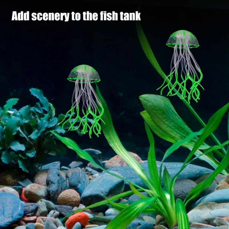 Aquarium Decoration Glowing Silicone Fake Jellyfish Artificial Ornaments Fish Tank Landscaping Decoration Aquarium Accessories