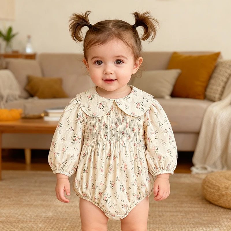 2026 neue Baby Mädchen Bodys Frühling Lange Ärmeln Baumwolle Baby Mädchen Overall 0-24 M Baby Mädchen Süße neugeborenen Blume Drucken Kleidung